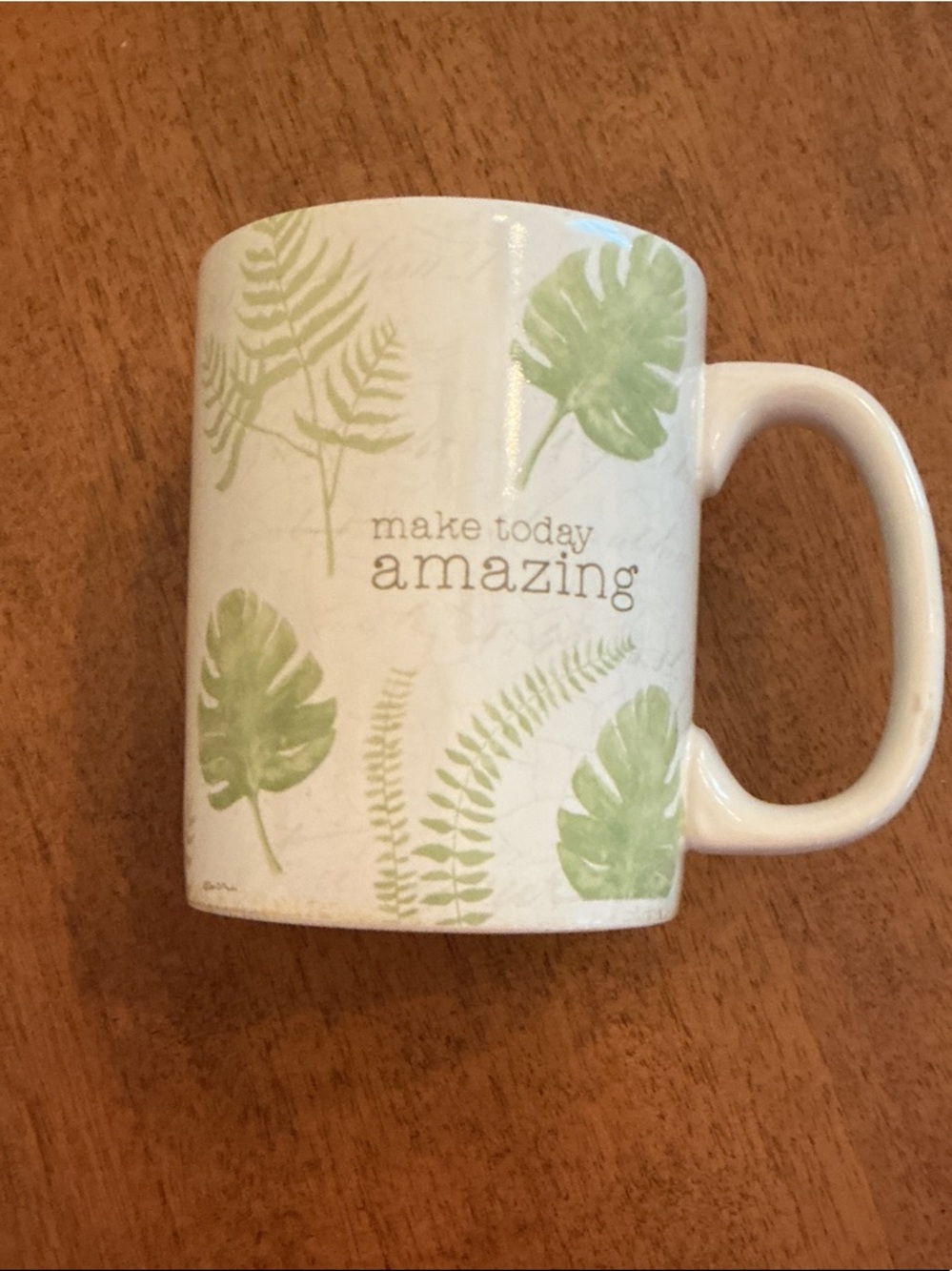 Green Leaf 'Make Today Amazing' Ceramic Coffee Mug